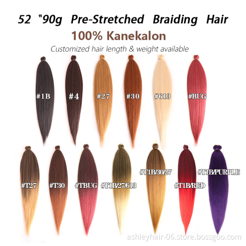 Julianna Morgan Hair Wholesale 52" kanekalon synthetic afro easy twist  pre stretched braiding hair braid ombre hair